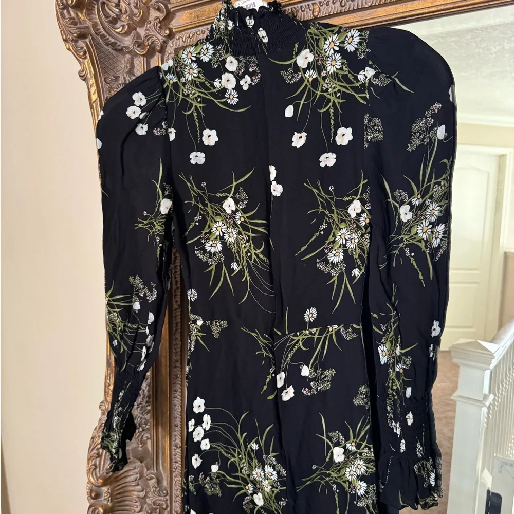 Reformation Black Floral Long Sleeve Dress - Picture 2 of 6